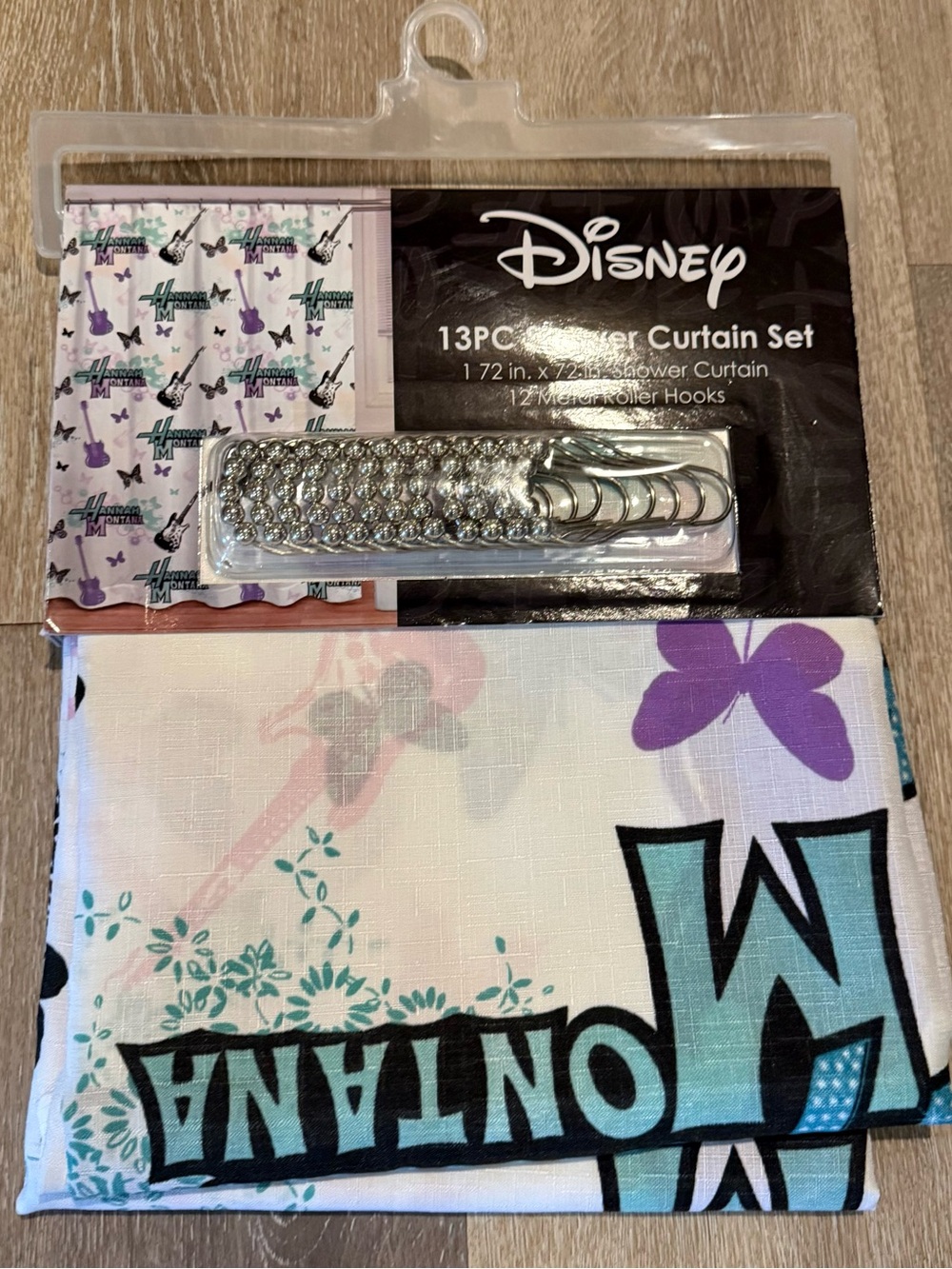 Disney Hannah Montana Shower Curtain Set - White, Teal, Purple & Black